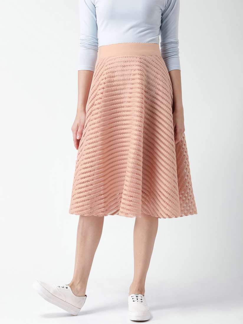 Buy New Look Peach Coloured Self Striped A Line Midi Skirt Skirts for Women 1302128 Myntra