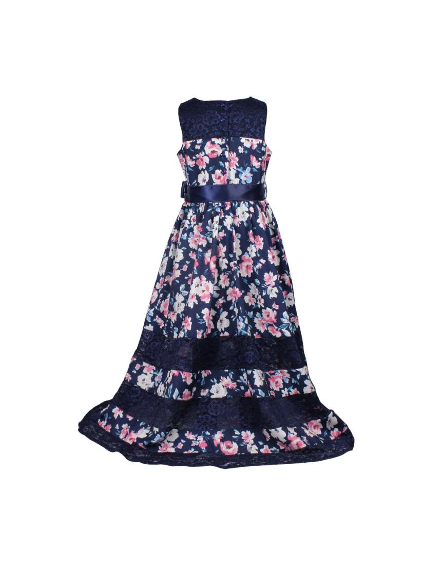 Buy CUTECUMBER Girls Navy Floral Print Maxi Dress Dresses for Girls 1302341 Myntra