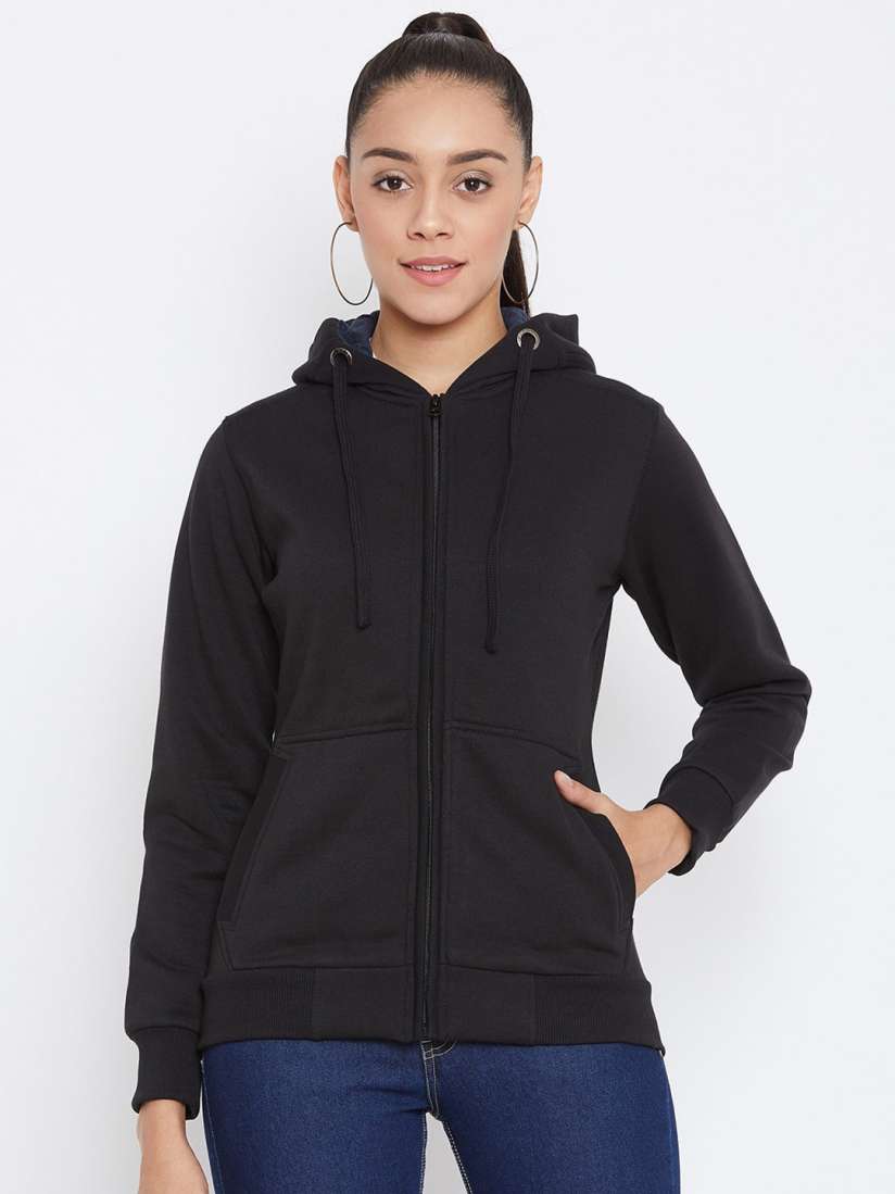 Buy Spirit Women Black Solid Hooded Sweatshirt Sweatshirts for Women 13028014 Myntra