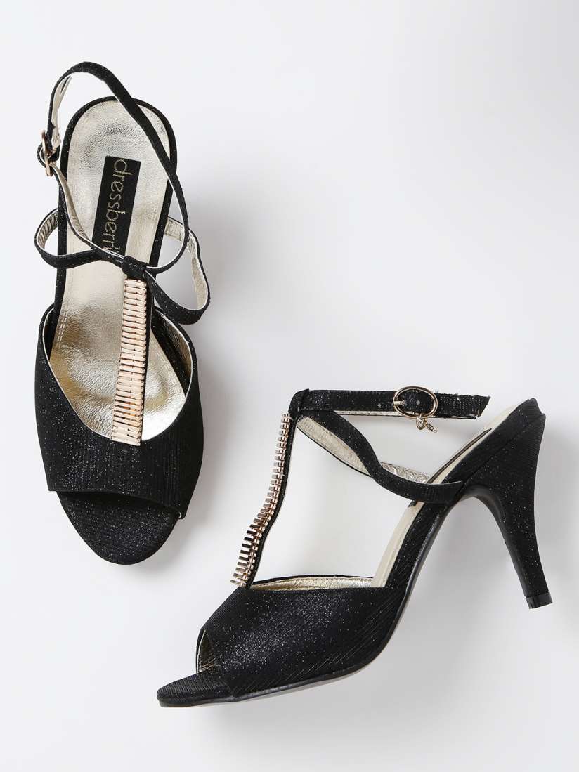 Buy DressBerry Women Black Shimmery Slim Heels Heels for Women 1305078 Myntra