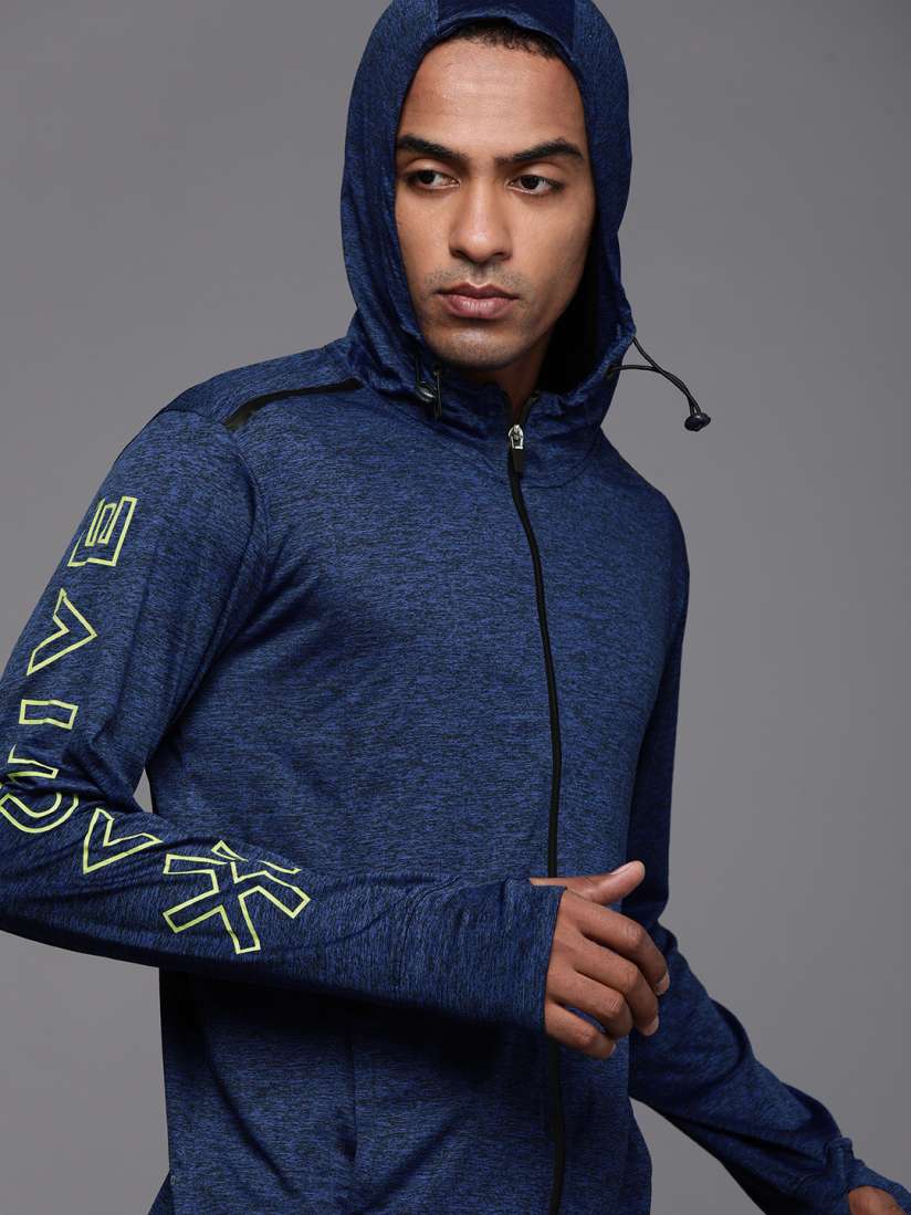 Buy WROGN ACTIVE Men Navy Blue Hooded Sweatshirt with Logo Print Sweatshirts for Men 13064304 Myntra