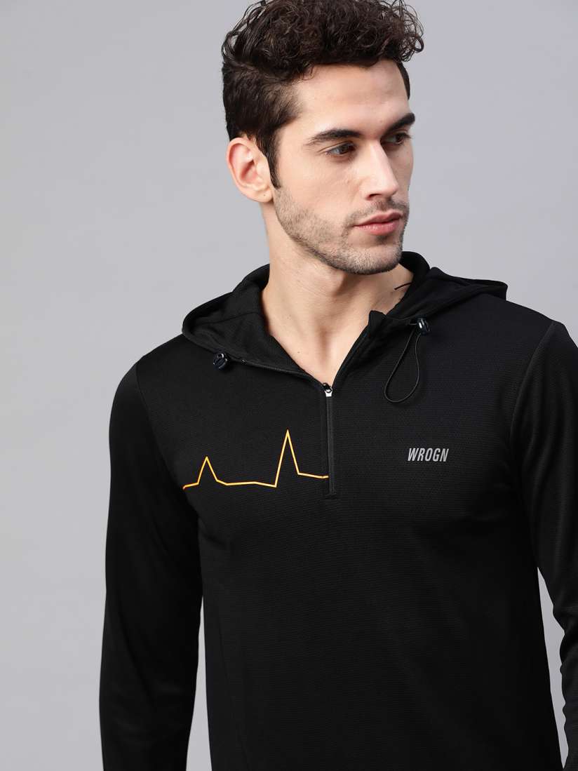 Buy WROGN ACTIVE Men Black Solid Hood T shirt Tshirts for Men 13064518 Myntra