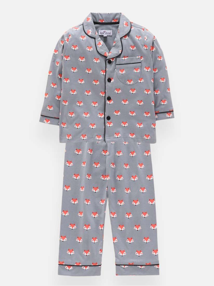 Buy Nite Flite Unisex Kids Grey Fox Printed Night Suit Night suits for Unisex Kids 13064856 Myntra