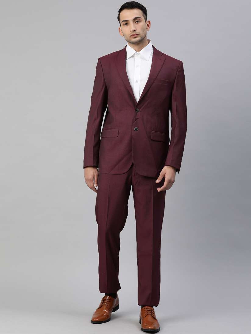 Buy Van Heusen Men Maroon Solid Slim Fit Solid Single Breasted 2 Piece Formal Suit Suits for Men 13068210 Myntra
