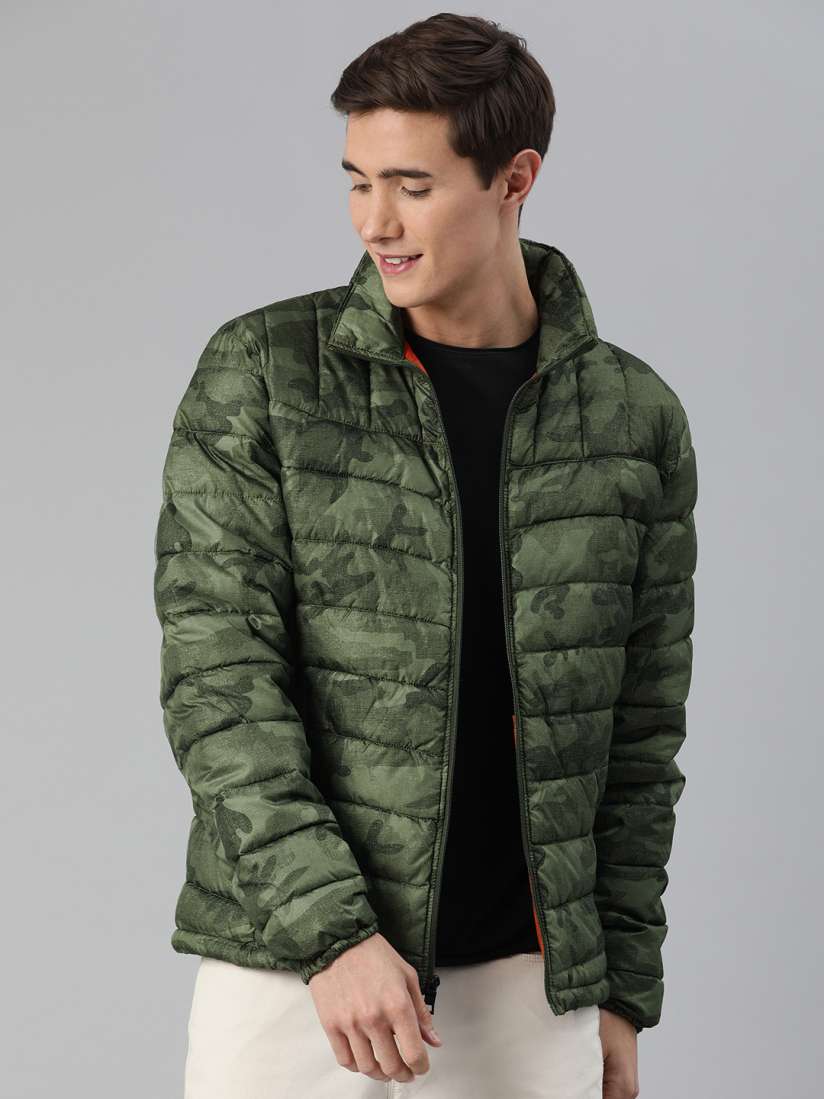 Buy Nautica Men Olive Green Grey Camouflage Print Water Resistant Quilted Jacket Jackets for Men 13077928 Myntra