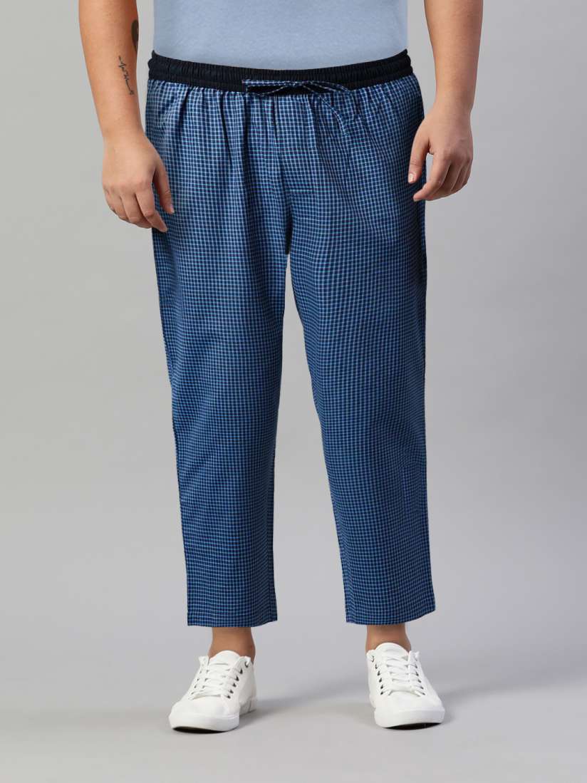 Blue checkered pants men on sale