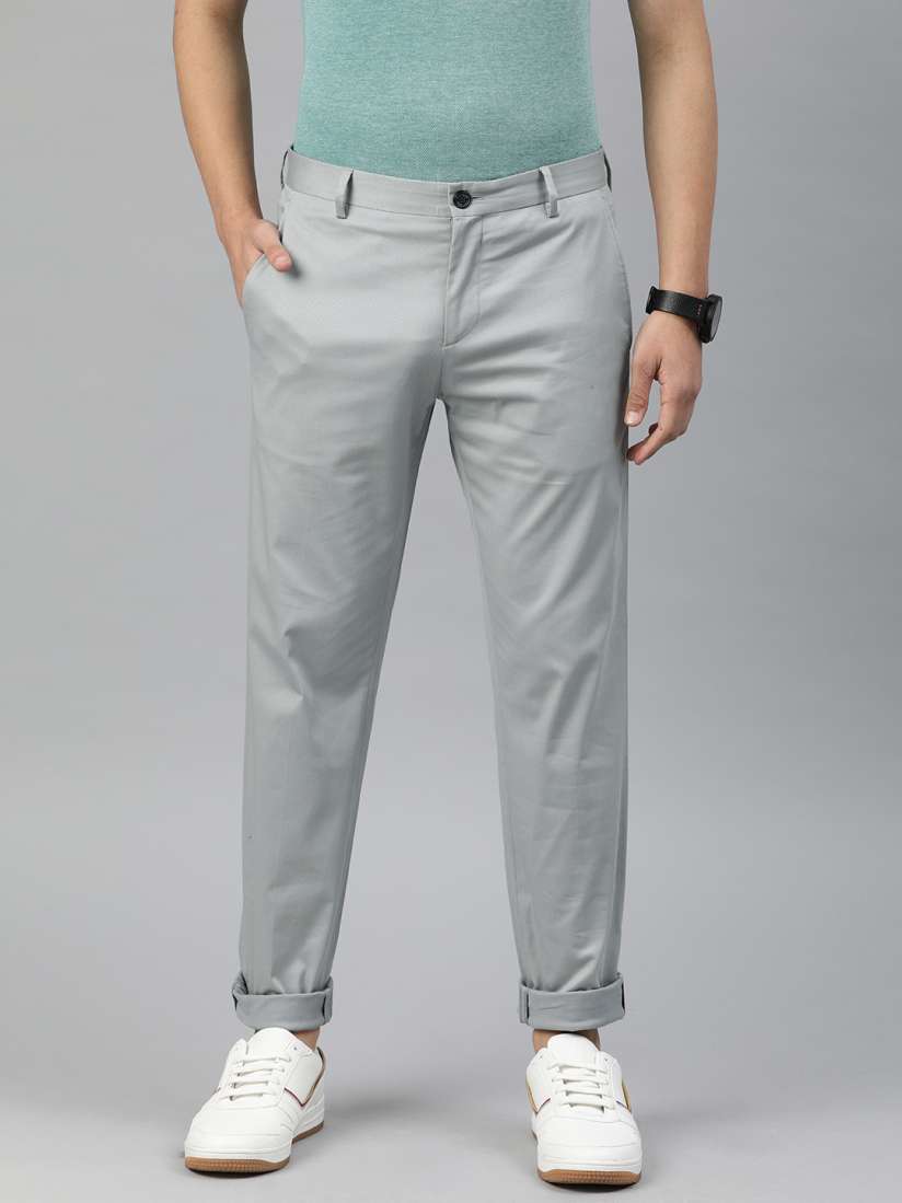 Buy Tommy Hilfiger Men Grey Regular Fit Solid Regular Trousers Trousers for Men 13079998 Myntra