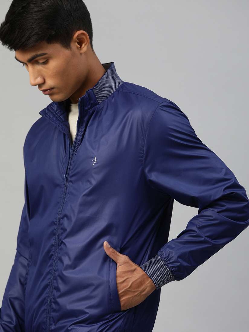 Buy Indian Terrain Men Navy Blue Solid Bomber Jacket Jackets for Men 13083294 Myntra