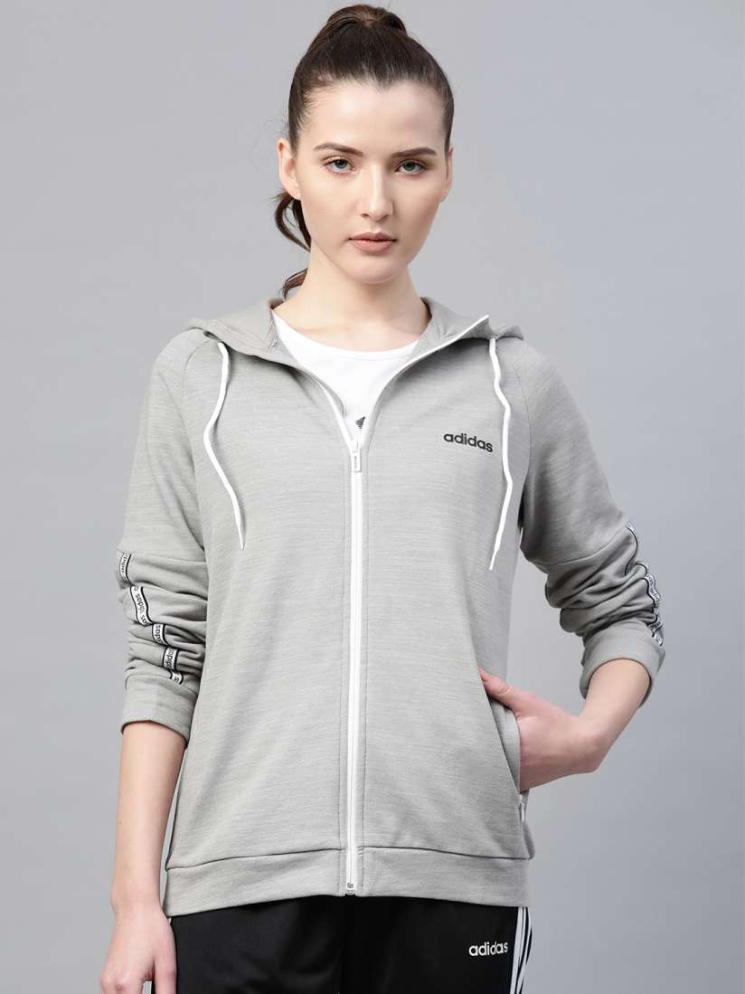 Buy ADIDAS Women Grey Melange Solid XPR Full Zip Hooded Training Jacket Jackets for Women 13086988 Myntra