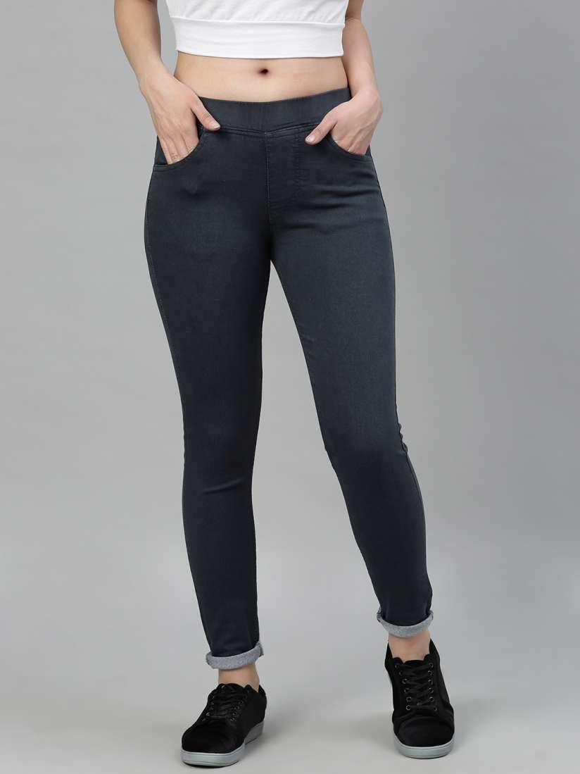 Buy ADBUCKS Women Charcoal Grey Solid Slim Fit Jeggings Jeggings for Women 13096324 Myntra