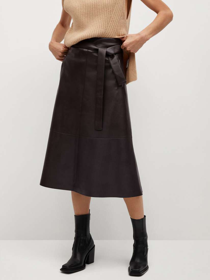 Mango a line midi faux leather skirt clearance