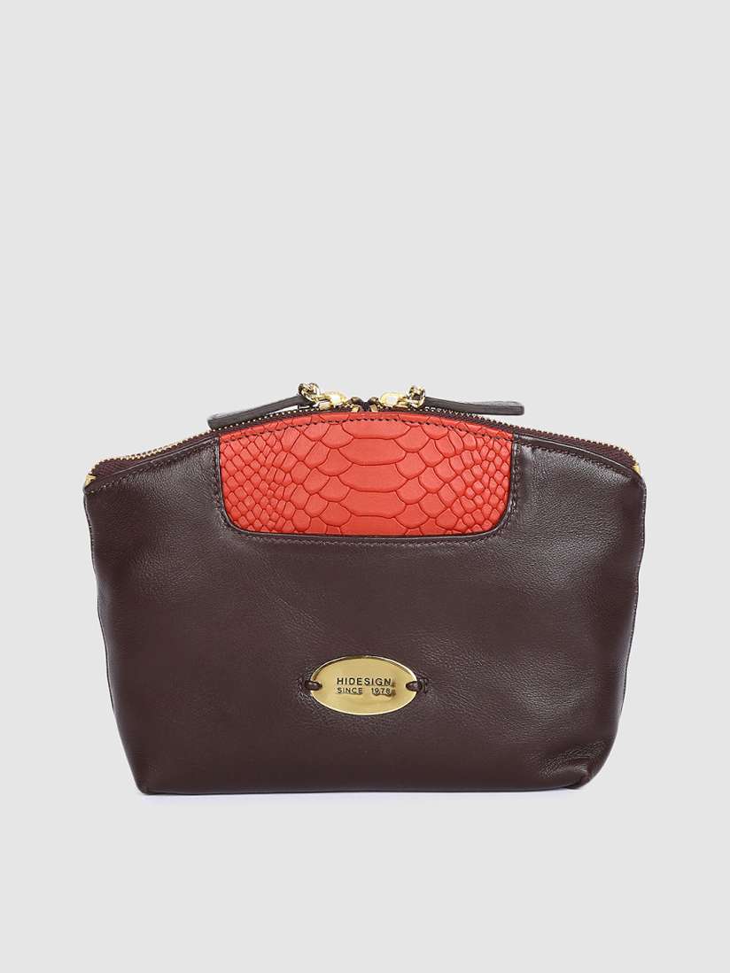 Buy Hidesign Brown Red Textured Leather Clutch Clutches for Women 13102424 Myntra