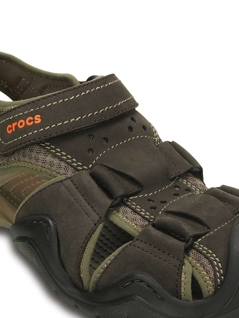 Crocs leather sandals discount