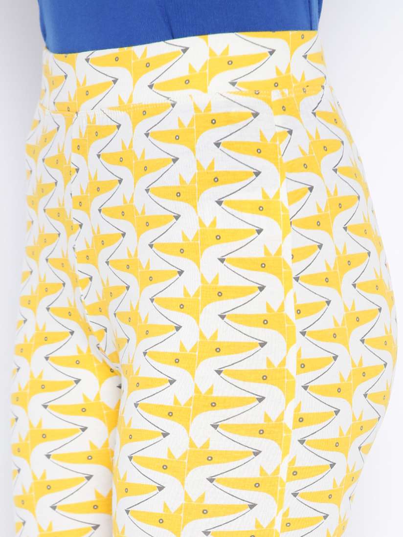Buy Chumbak Yellow Off White Printed Leggings Leggings for Women 1310806 Myntra