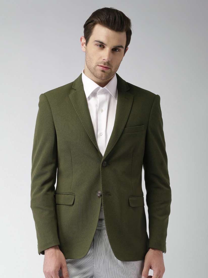 Buy INVICTUS Olive Green Slim Fit Single Breasted Smart Casual Blazer Blazers for Men 1310980 Myntra