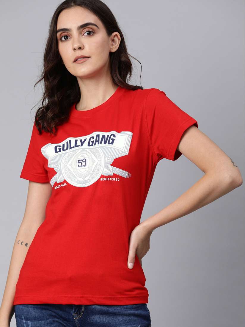 Buy Budweiser Streetwear Co Women Red Printed Round Neck T shirt Tshirts for Women 13119188 Myntra