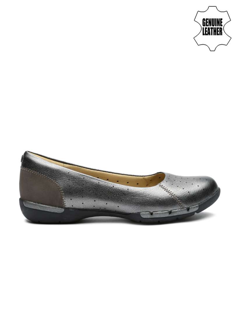 Buy Clarks Women Gunmetal Toned Leather Flat Shoes Flats for Women 1312494 Myntra