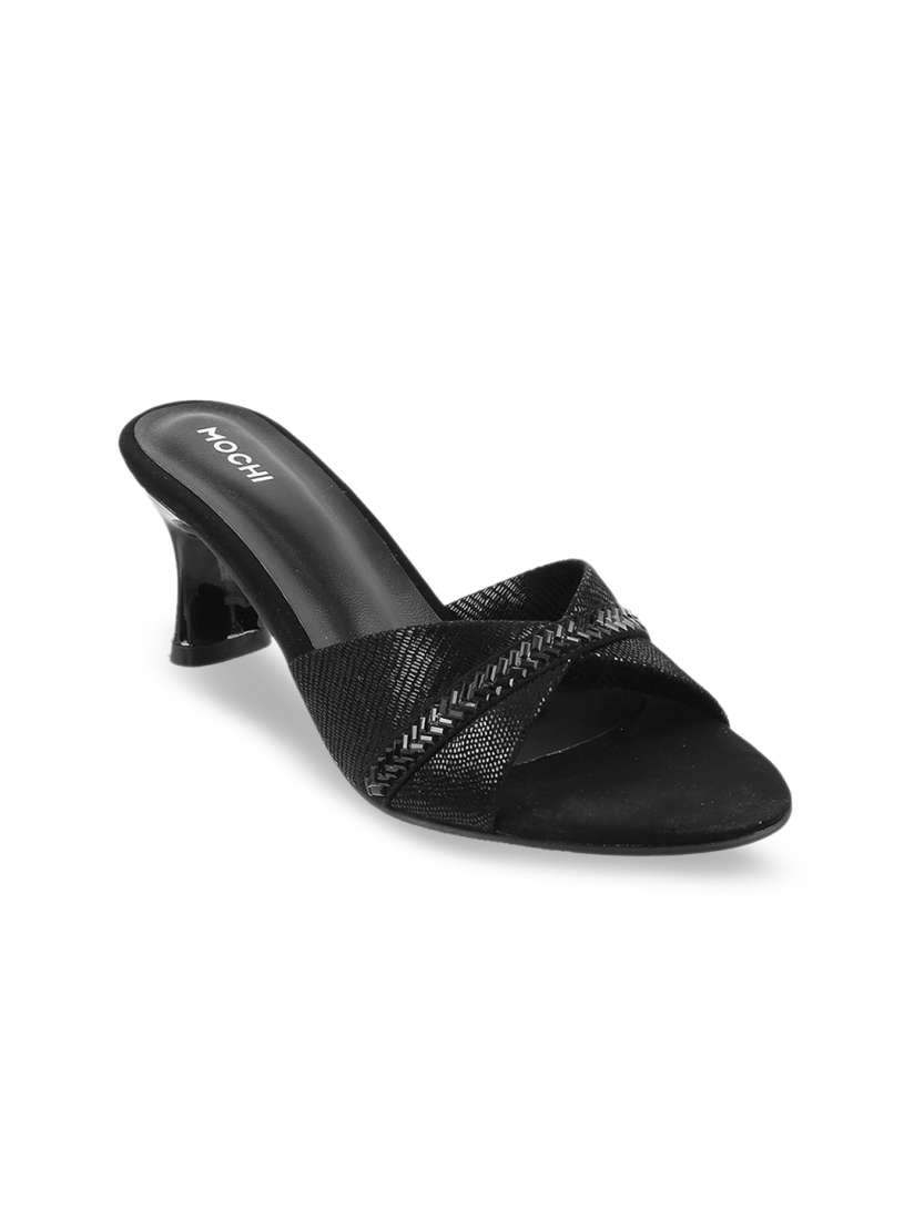 Mochi black wedges heels clearance
