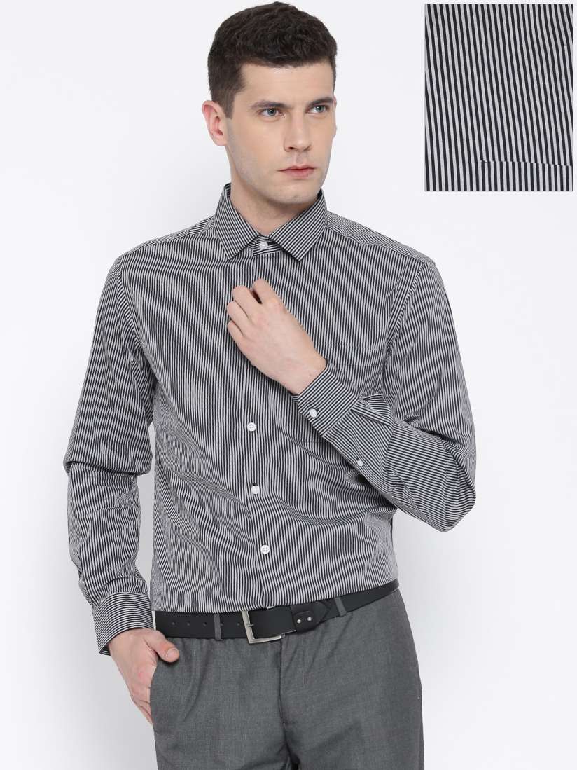 Buy Wills Lifestyle Black Striped Slim Formal Shirt Shirts for Men 1313006 Myntra