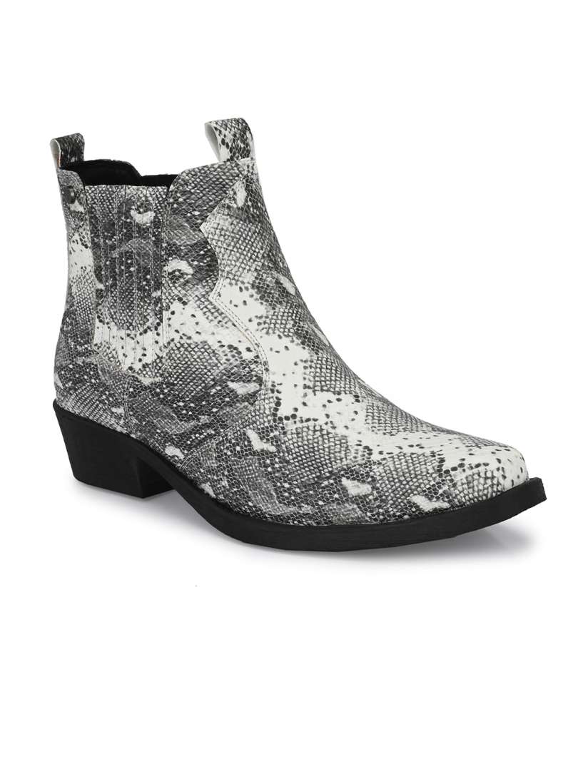 Buy Delize Men Off White Snakeskin Textured High Top Flat Boots Casual Shoes for Men 13131828 Myntra