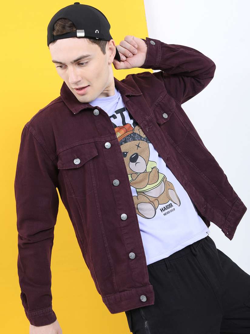 Buy HIGHLANDER Men Purple Solid Denim Jacket Jackets for Men 13137108 Myntra