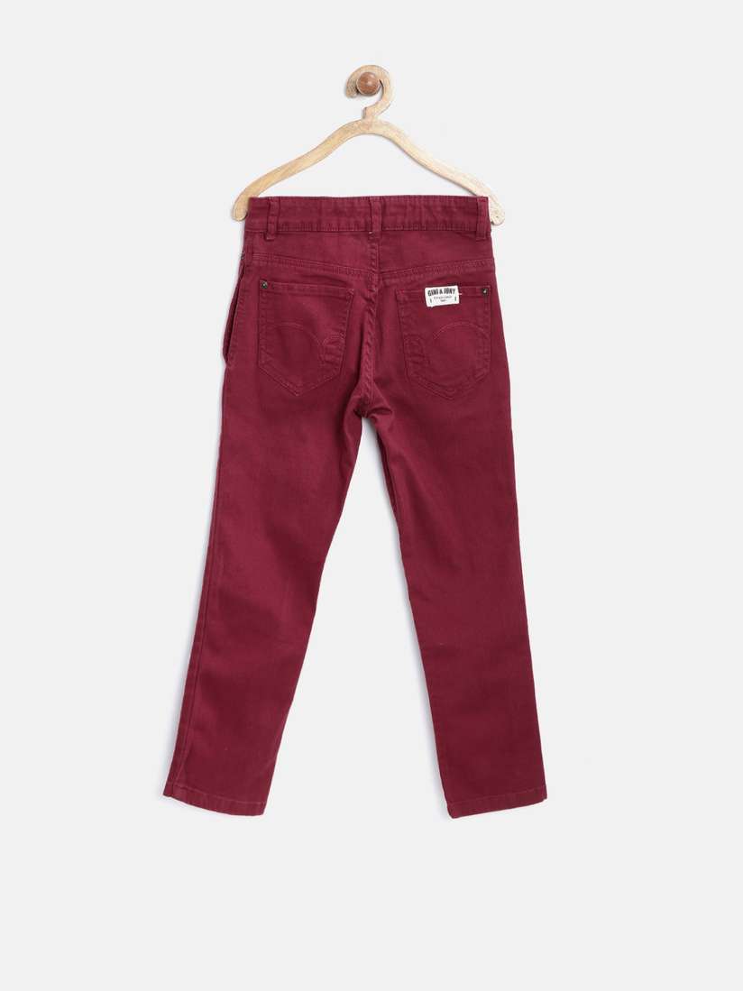 Outfit Maroon Jeans For Boys Buy Gini Jony Boys Maroon Slim Fit