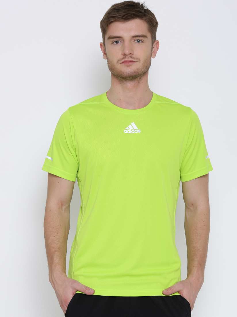 Buy ADIDAS Fluorescent Green Polyester Running T shirt Tshirts for Men 1315331 Myntra