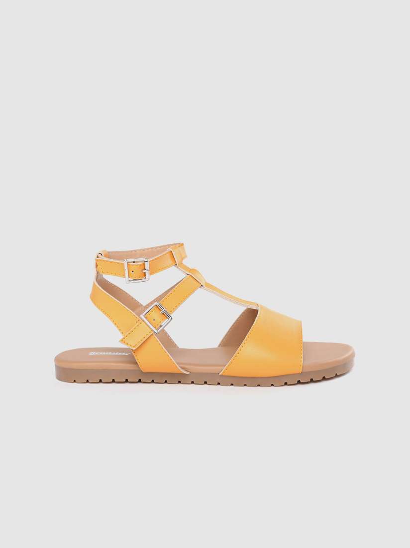 Buy The Roadster Lifestyle Co Women Mustard Yellow Solid Open Toe Flats Flats for Women 13162734 Myntra