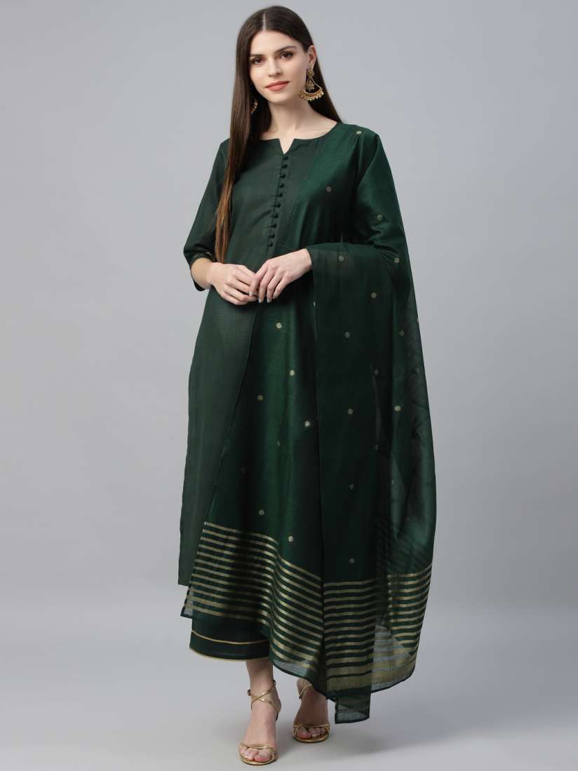 Buy Libas Women Green Pure Cotton Kurta With Palazzos With Dupatta Kurta Sets for Women 13169116 Myntra