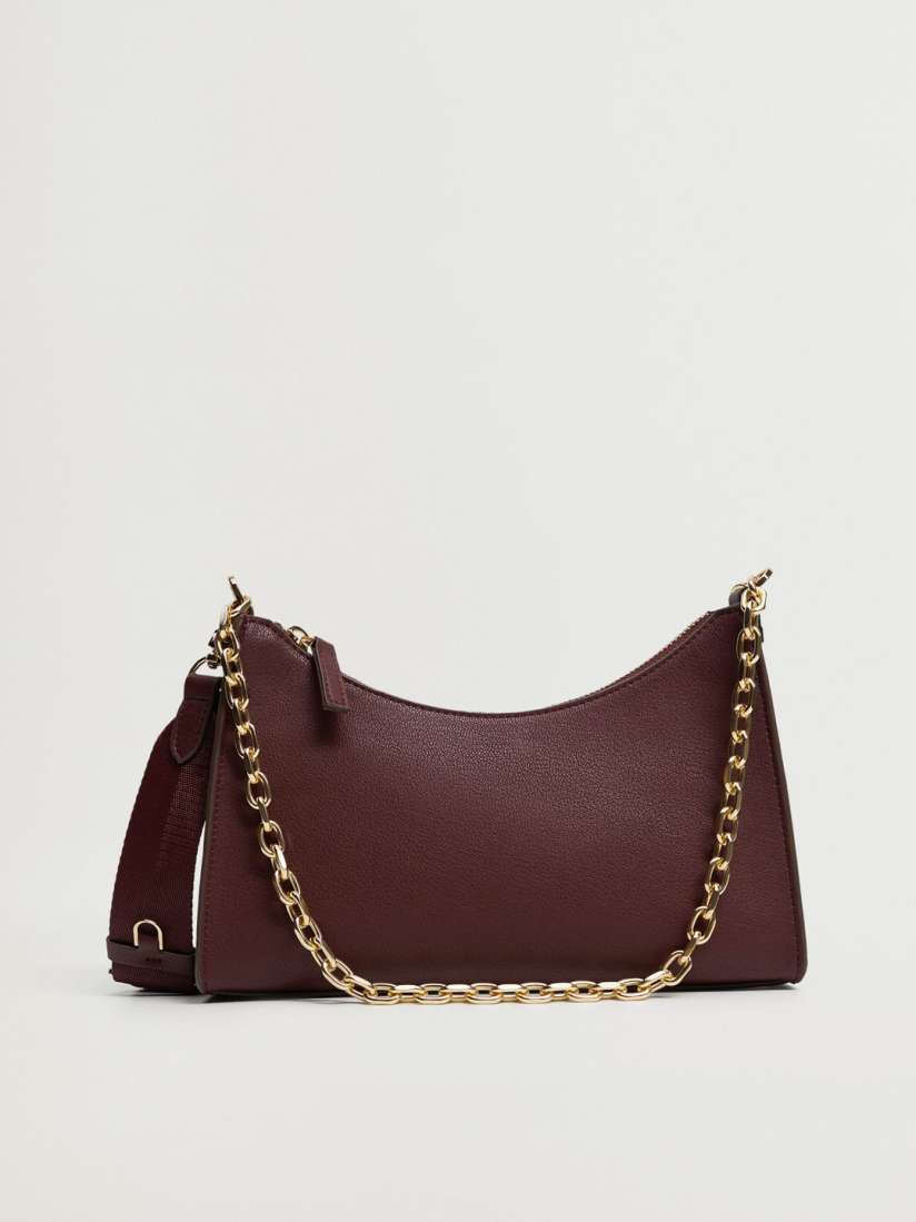 Mango maroon solid shoulder bag on sale