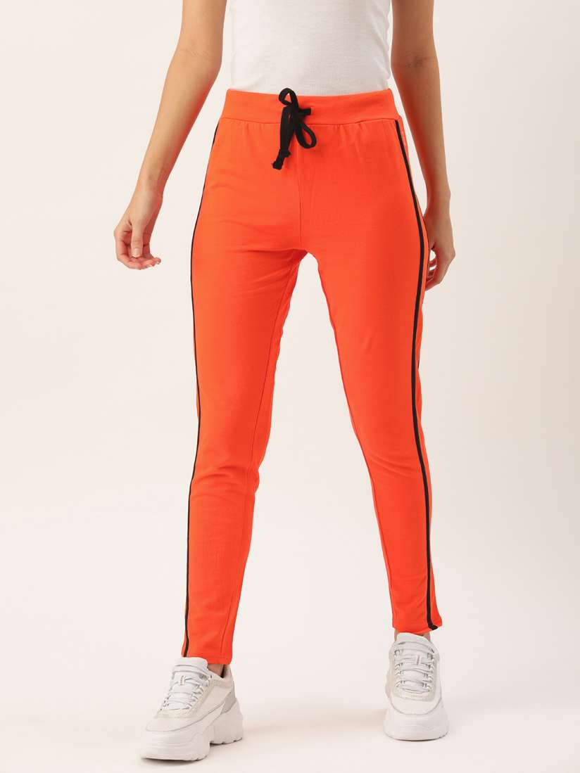 Buy Flying Machine Women Orange Solid Cropped Track Pants with Side Stripe Detail Track Pants for Women 13188064 Myntra