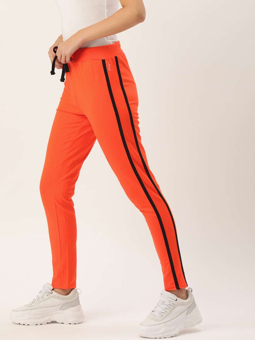 Buy Flying Machine Women Orange Solid Cropped Track Pants with Side Stripe Detail Track Pants for Women 13188064 Myntra