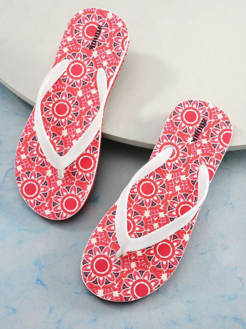Buy Anouk Women White Red Ethnic Print Thong Flip Flops Flip Flops for Women 13204490 Myntra