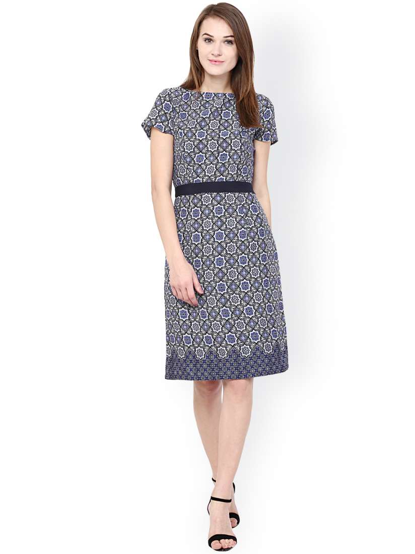 Buy Harpa Blue Printed A Line Dress Dresses for Women 1321170 Myntra