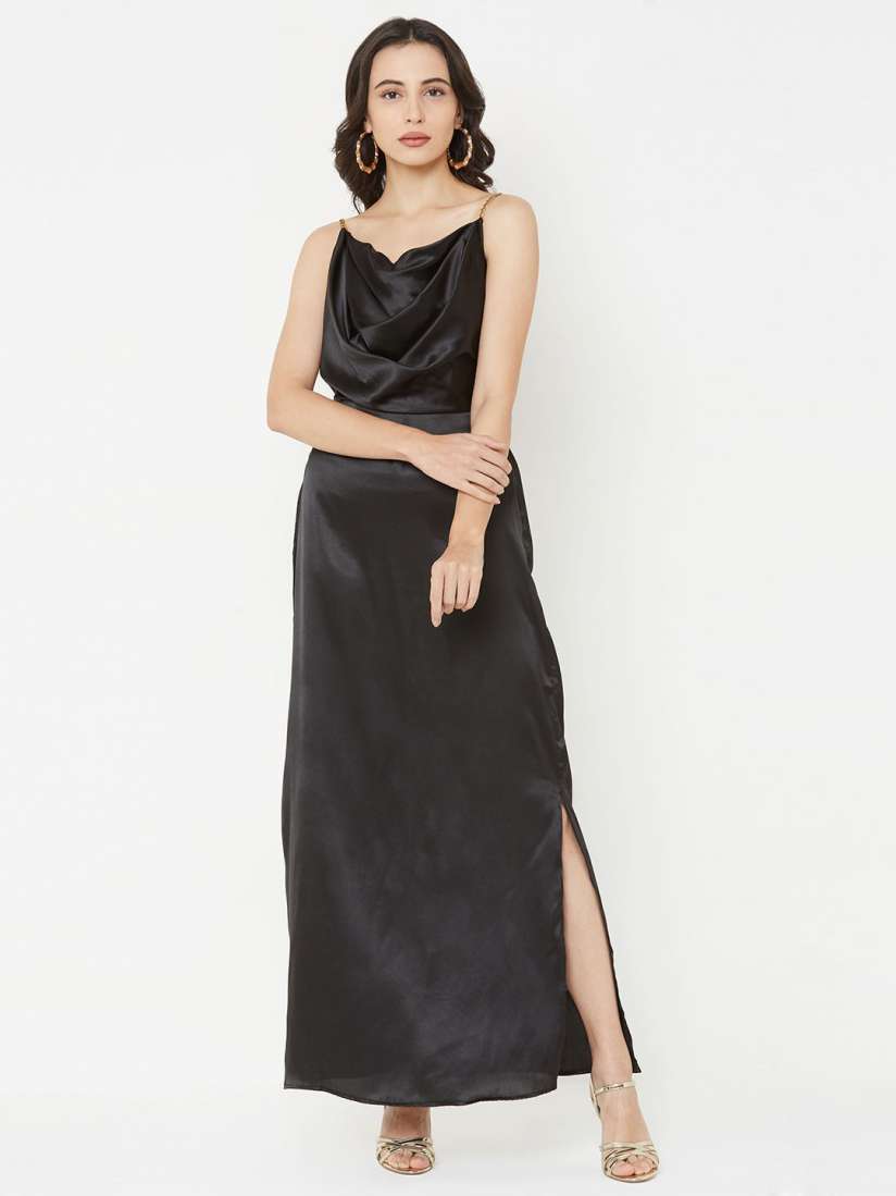 Myntra black gown sale