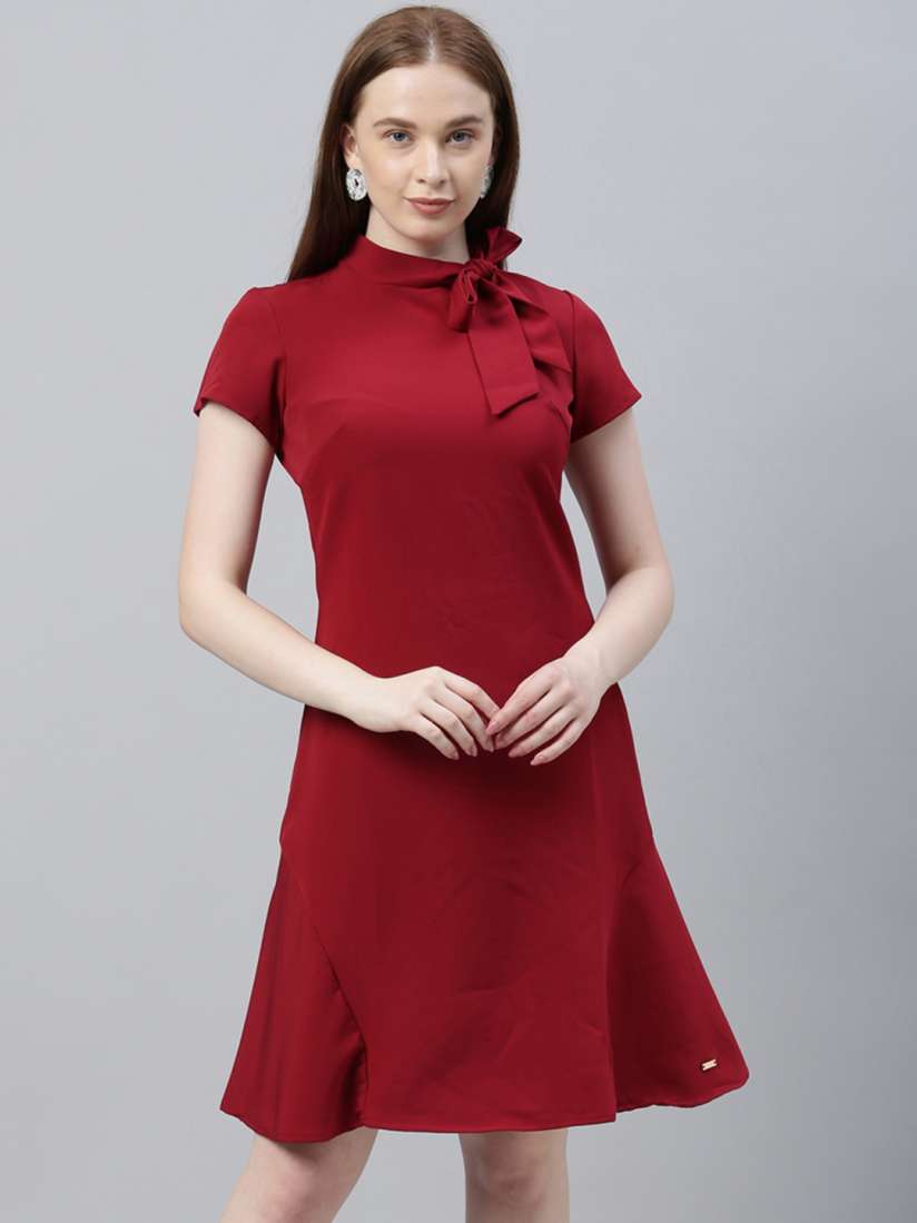 Buy Park Avenue Woman Women Maroon Solid A Line Dress Dresses for Women 13214944 Myntra