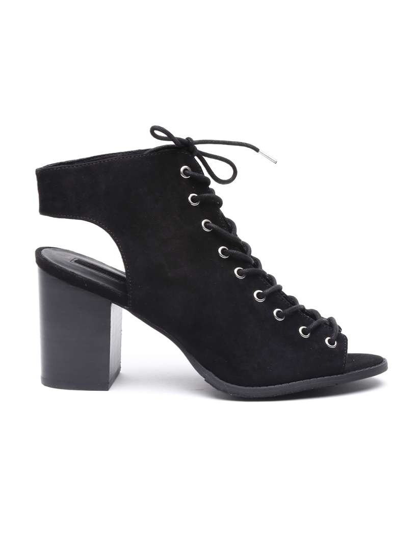 Buy FOREVER 21 Women Black Tie Up Block Heels Heels for Women 1322317 Myntra
