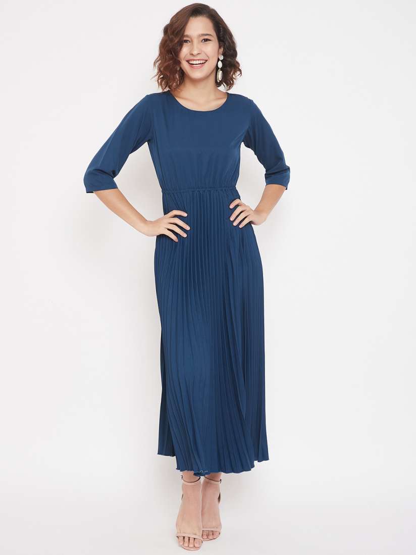 Buy U F Women Navy Blue Solid Maxi Dress Dresses for Women 13232530 Myntra