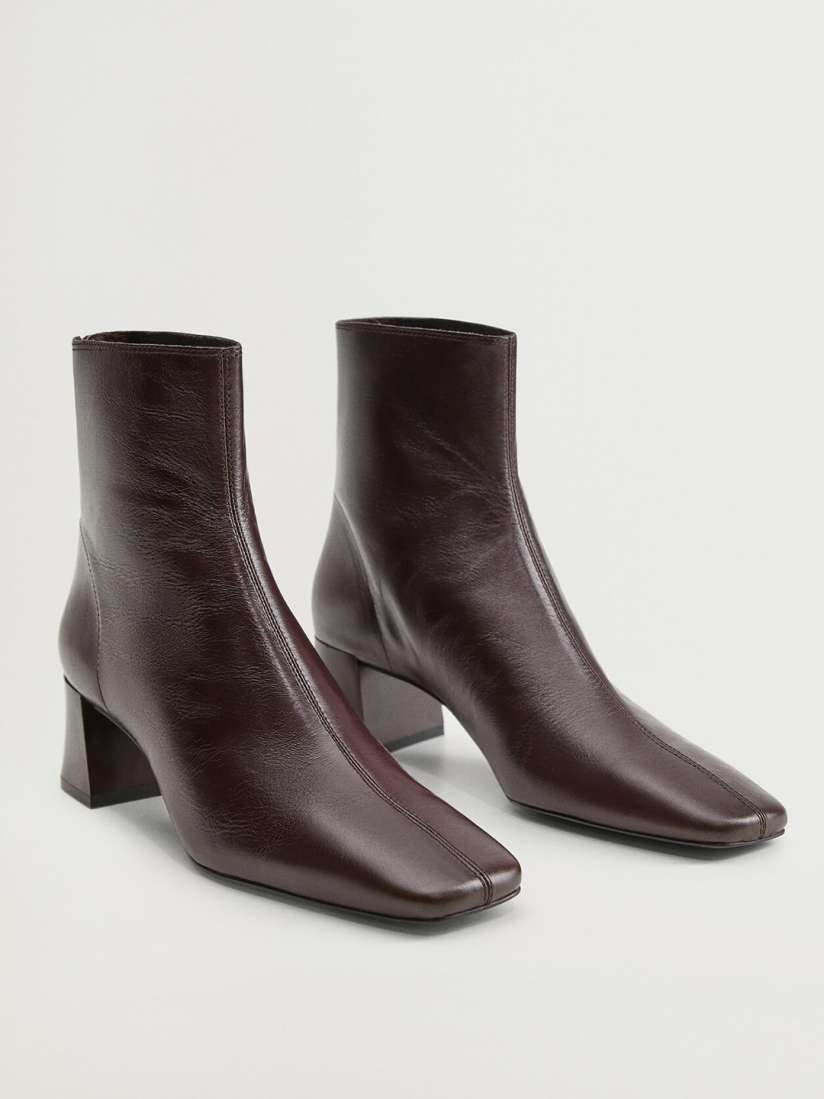 Buy MANGO Burgundy Leather Heeled Boots Boots for Women 13236486 Myntra