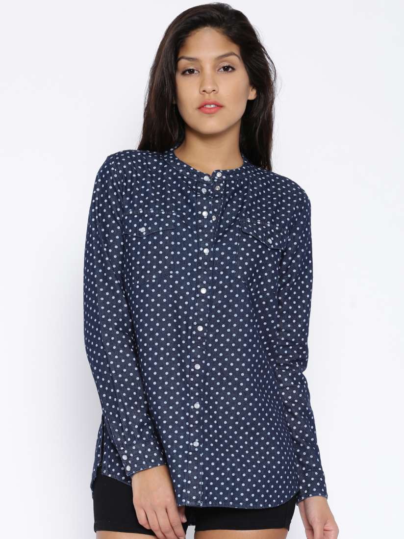 Denim polka dot shirt discount
