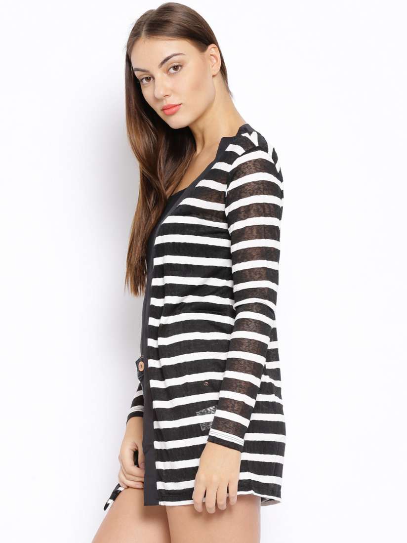 Buy ONLY Black White Striped Shrug Shrug for Women 1323872 Myntra