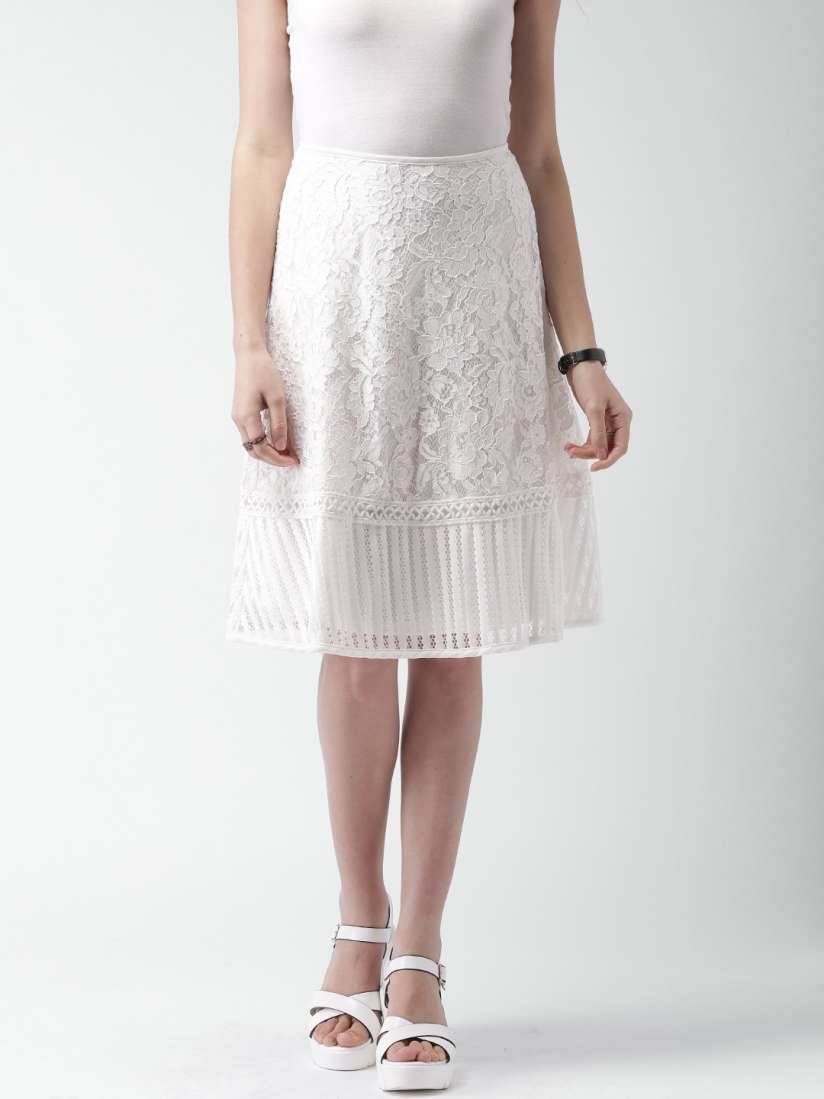 Buy FOREVER 21 Contemporary White Flared Lace Skirt Skirts for Women 1324357 Myntra