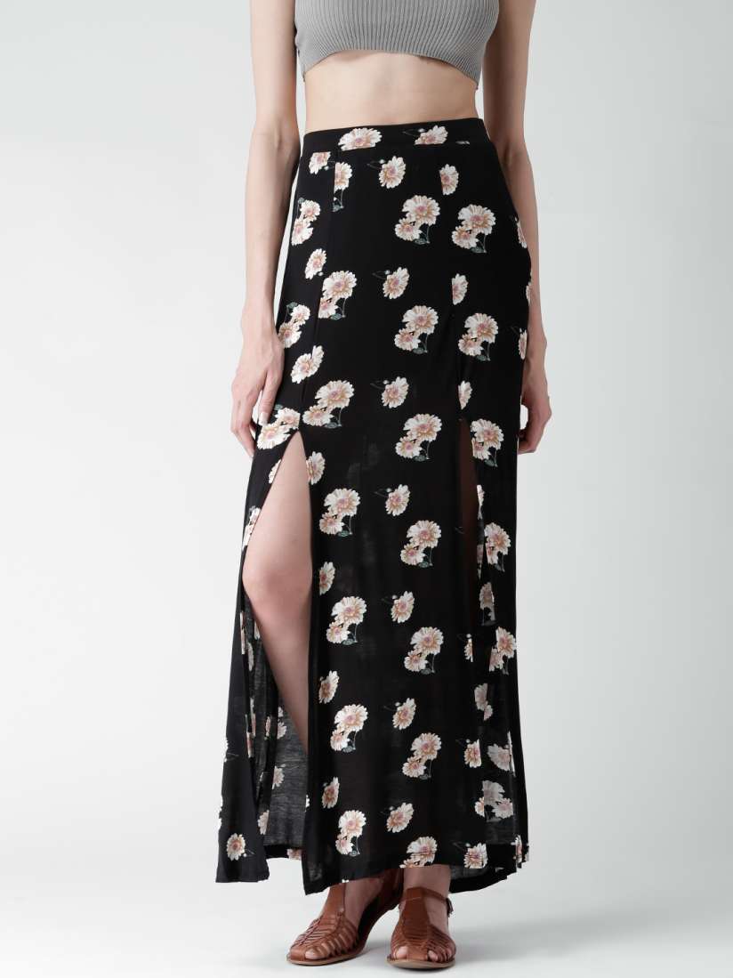 Buy FOREVER 21 Black Floral Print Maxi Skirt Skirts for Women 1324387 Myntra