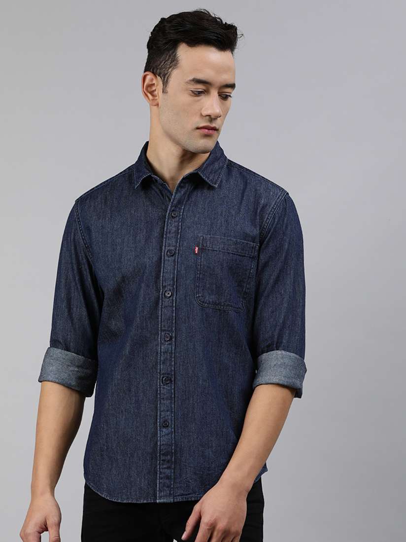 Buy Levis Men Blue Manhattan Slim Fit Solid Casual Shirt Shirts for Men 13252102 Myntra