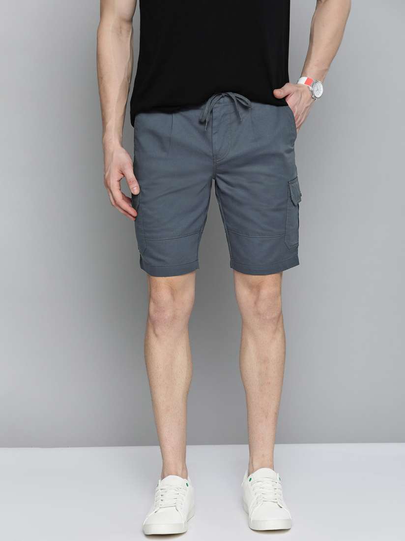 Buy Mast Harbour Men Navy Blue Solid Regular Fit Cargo Shorts Shorts for Men 13257666 Myntra
