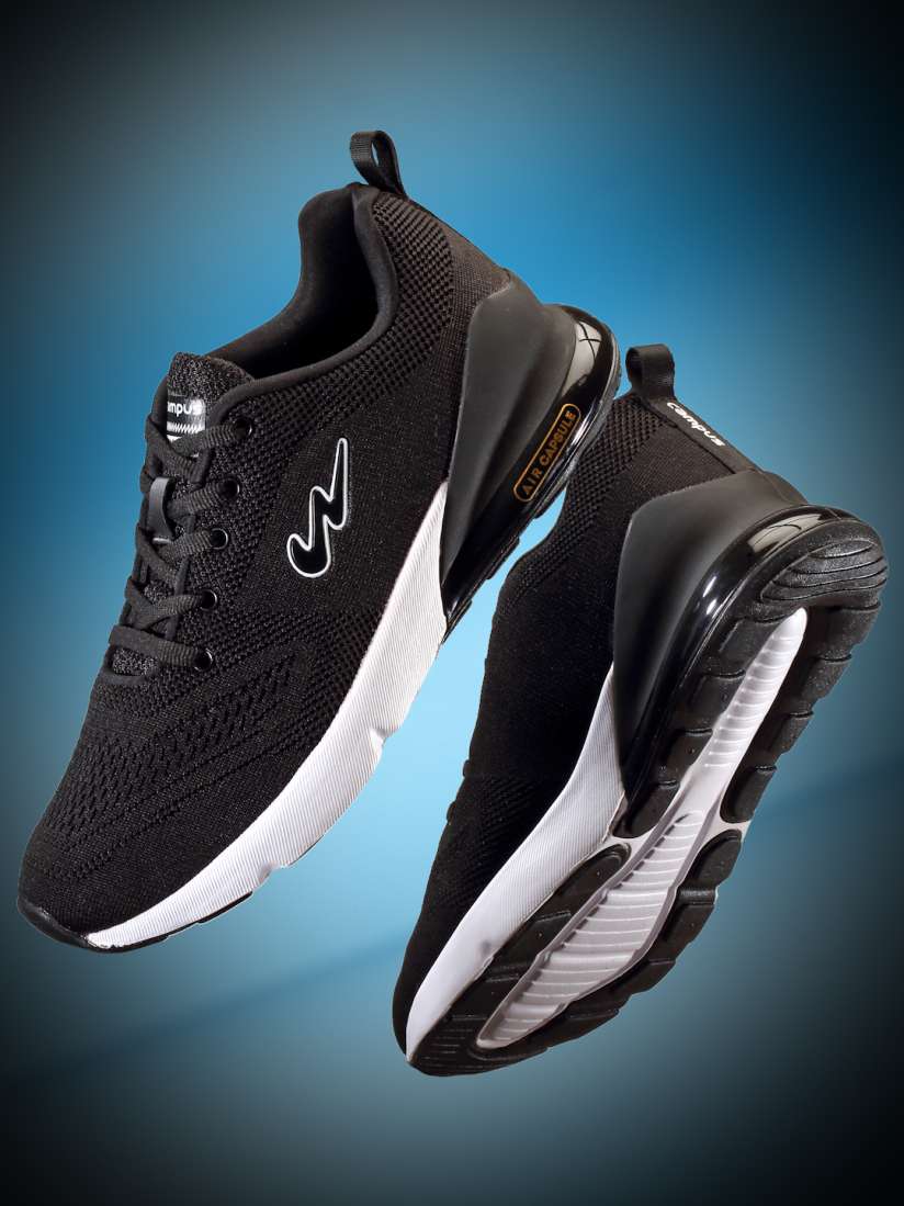Campus black sports shoes sales