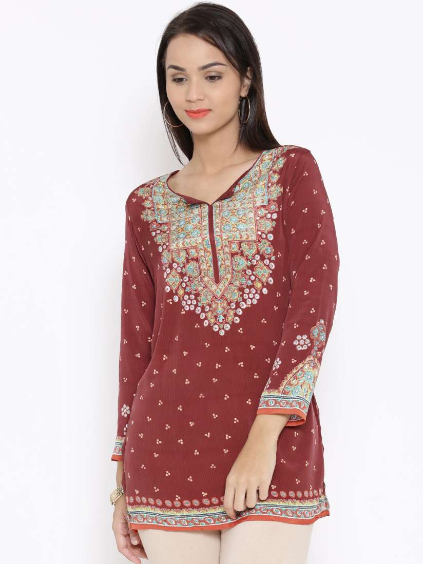 Buy BIBA Maroon Polyester Printed Kurti Kurtis for Women 1328547 Myntra