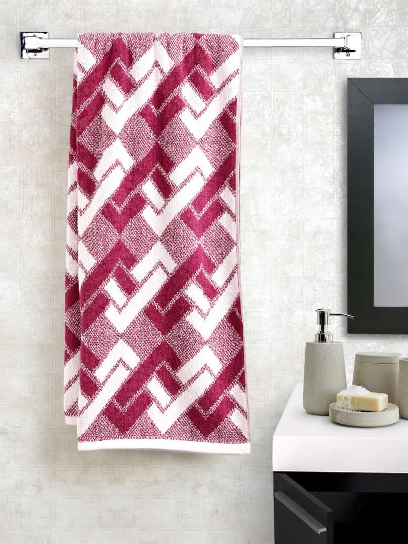 Buy SPACES Finessence Pink Patterned Cotton Bath Towel Bath Towels for Unisex 1329746 Myntra