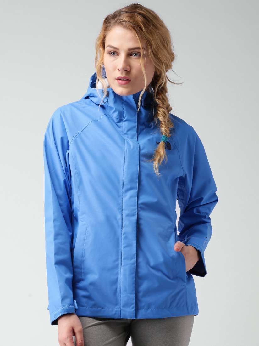 Buy The North Face Blue Windcheater Hooded Jacket Jackets for Women Myntra
