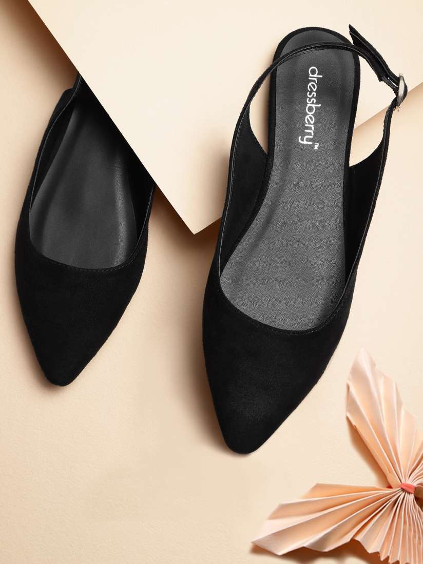 Buy DressBerry Women Black Solid Suede Finish Flats Flats for Women 13308794 Myntra